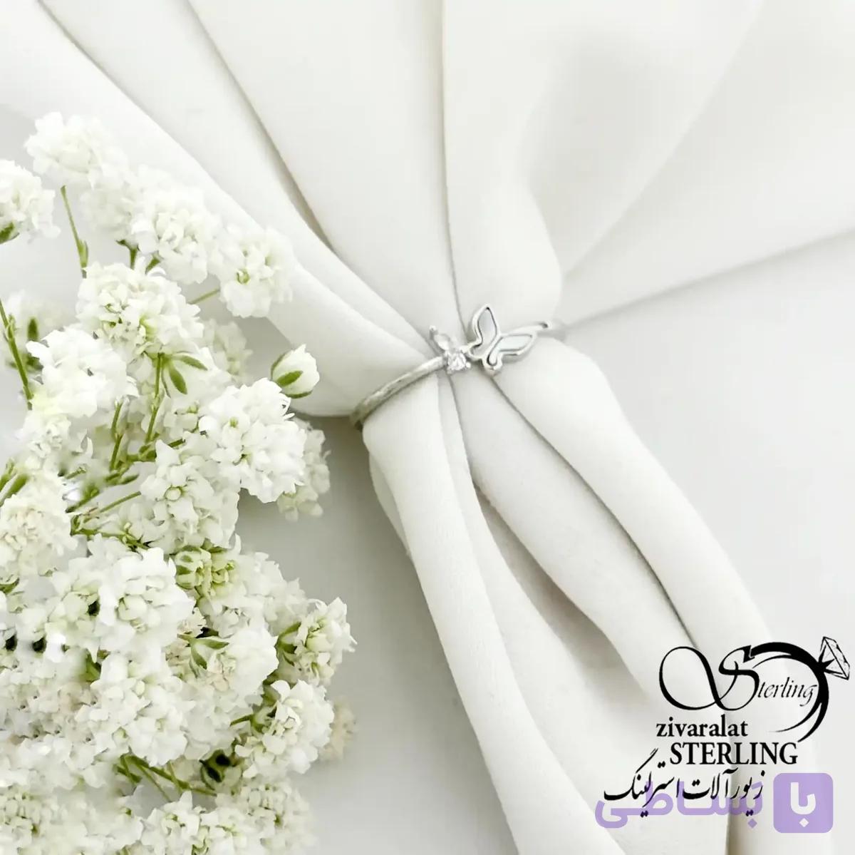 انگشتر نقره 925 عیار پروانه ای کد 22237 — تصویر 1