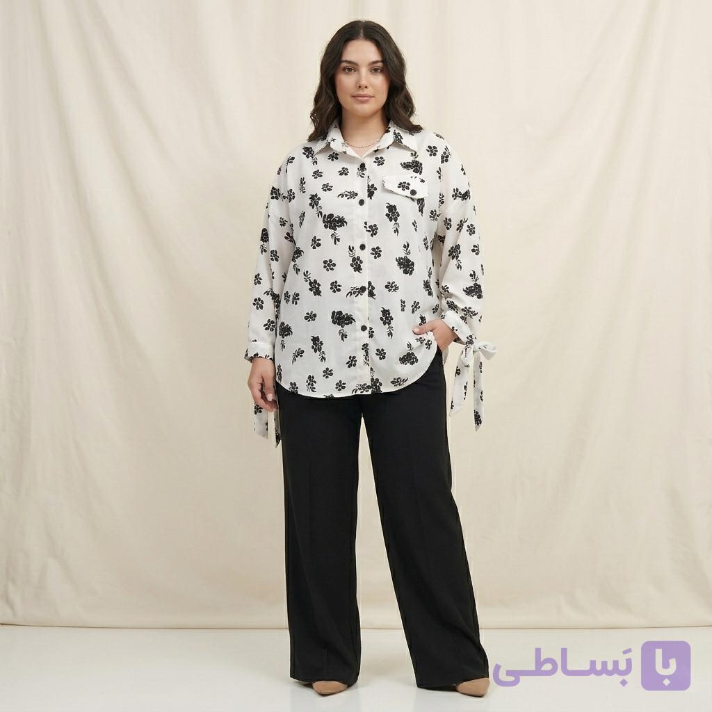 شومیز مچ گره ایی زنانه طرح دار — تصویر 1