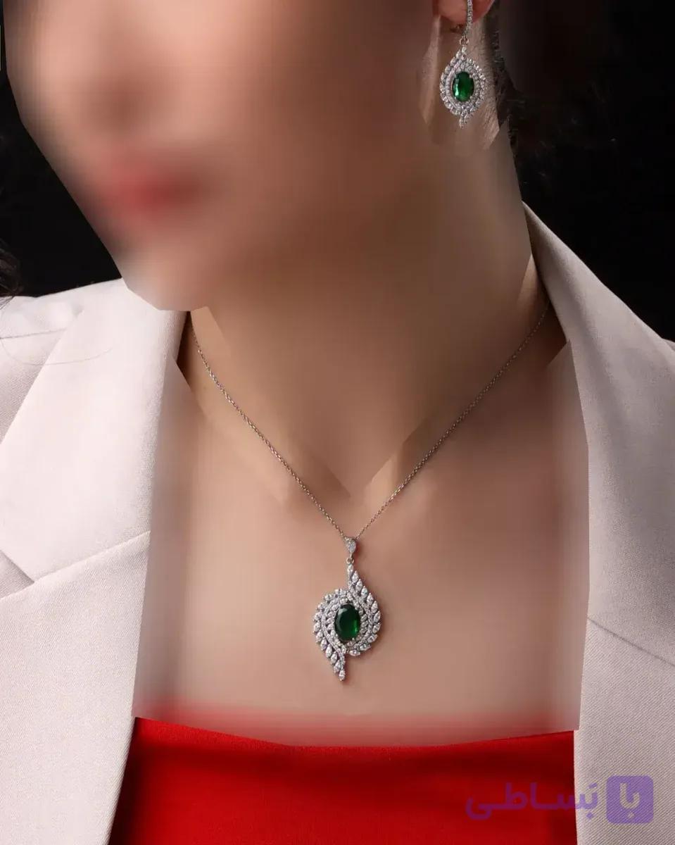 نیم ست نقره زنانه جی تی ای طرح جی نایس (بدون زنجیر) کد sv-227 — تصویر 1