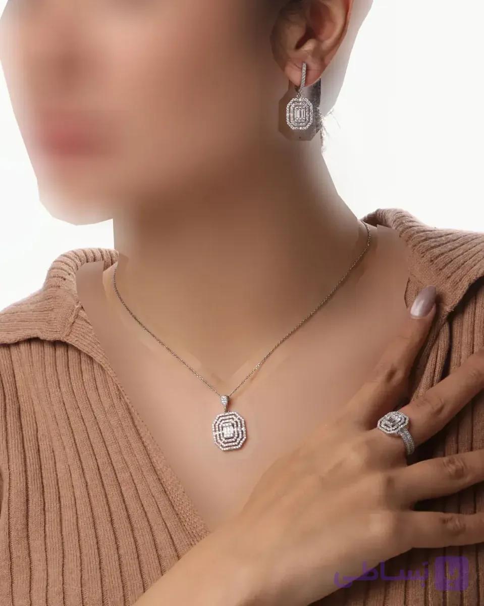 نیم ست نقره زنانه جی تی ای (بدون زنجیر) کد sv-277 — تصویر 1
