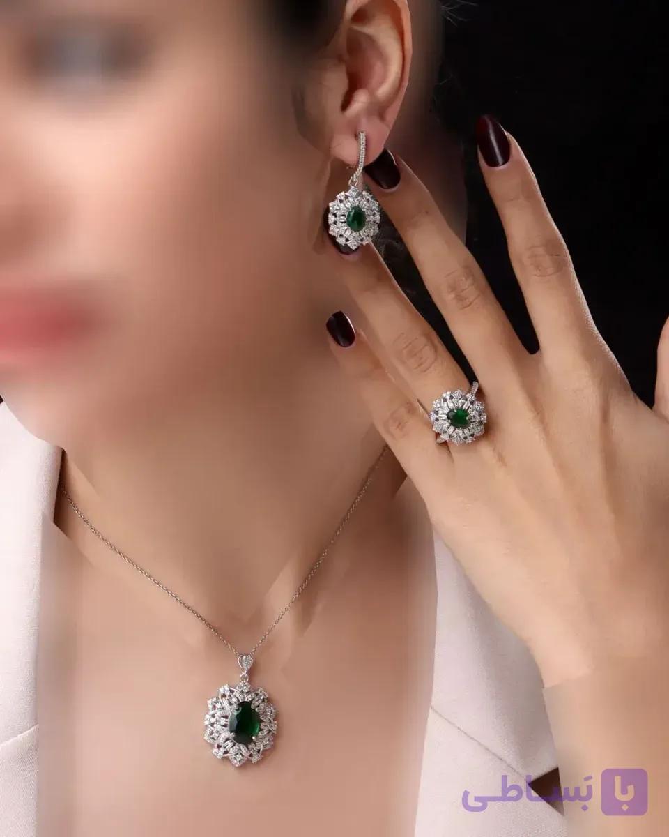 نیم ست نقره زنانه جی تی ای طرح جی نایس (بدون زنجیر) کد sv-234 — تصویر 1
