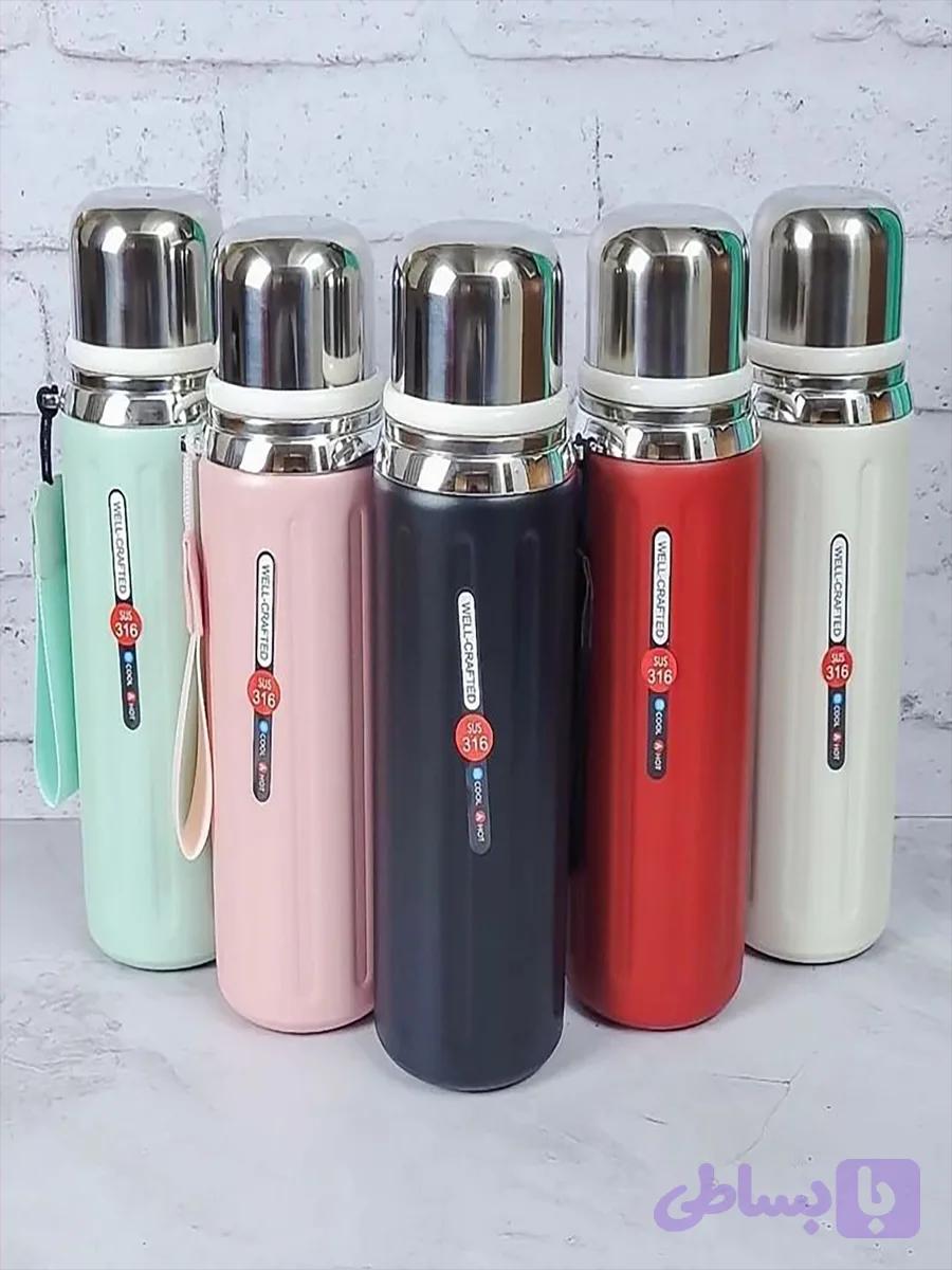 فلاسک 600میل شیاردار درب استیل — تصویر 1