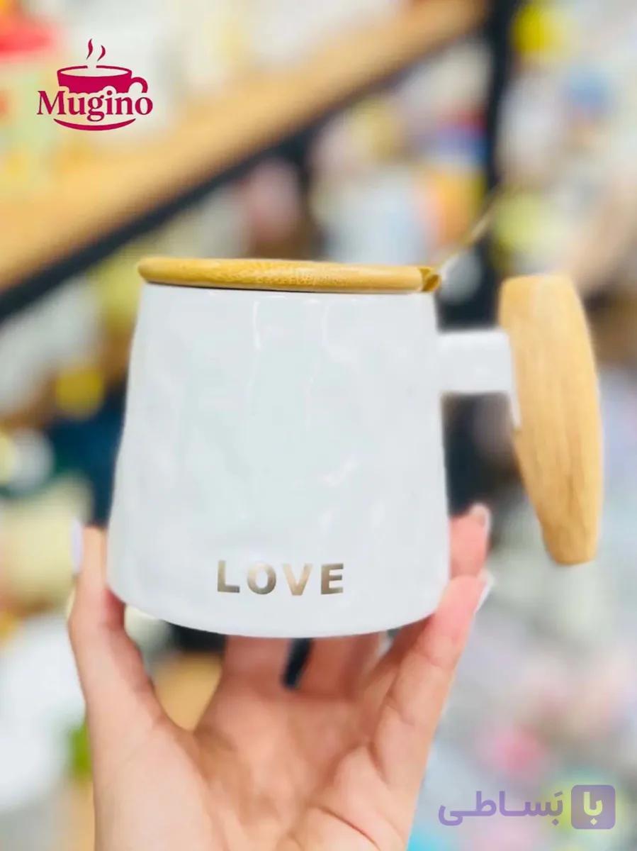 ماگ HOME با دسته چوبی — تصویر 1