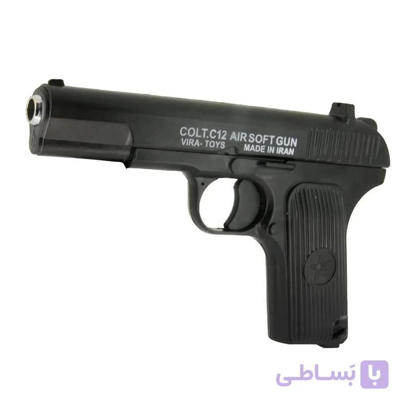 تفنگ کلت نیمه فلزی c12 سنگین وزن ایرسافت گان مدل ساچمه ابری نرم
