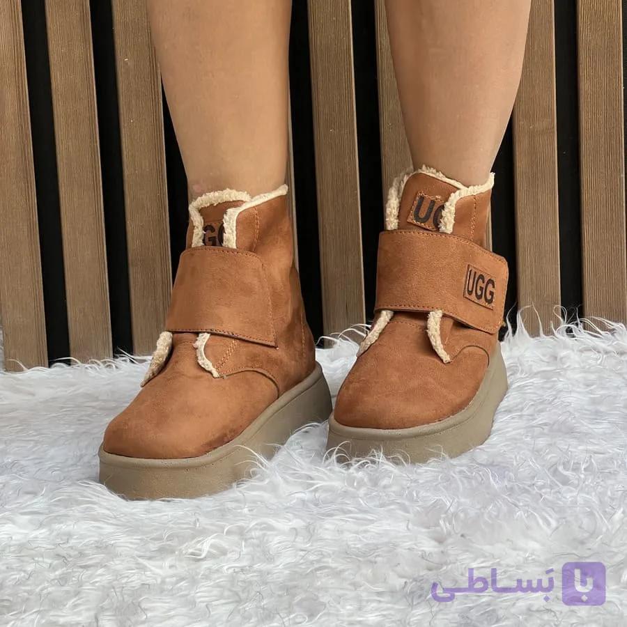 نیم بوت زنانه ساقدار چسبی مدل آگ UGG — تصویر 1