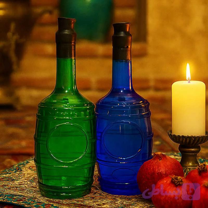 پک 2 عددی گلاب شیشه سبز و آبی — تصویر 1