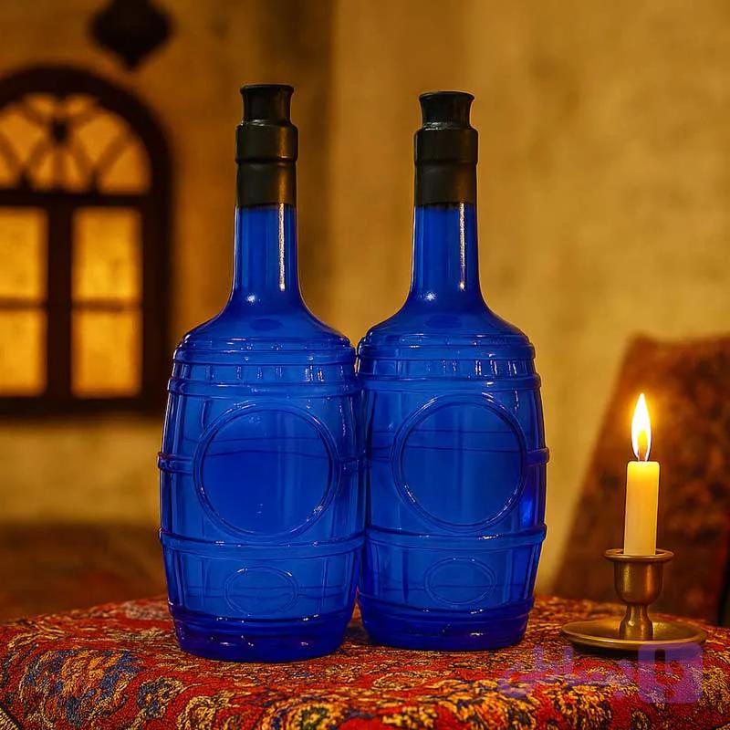 پک 2 عددی گلاب شیشه آبی دو آتیشه — تصویر 1