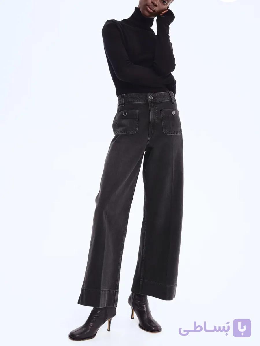 شلوار جین واید ذغالی H&M سایز ۴۸