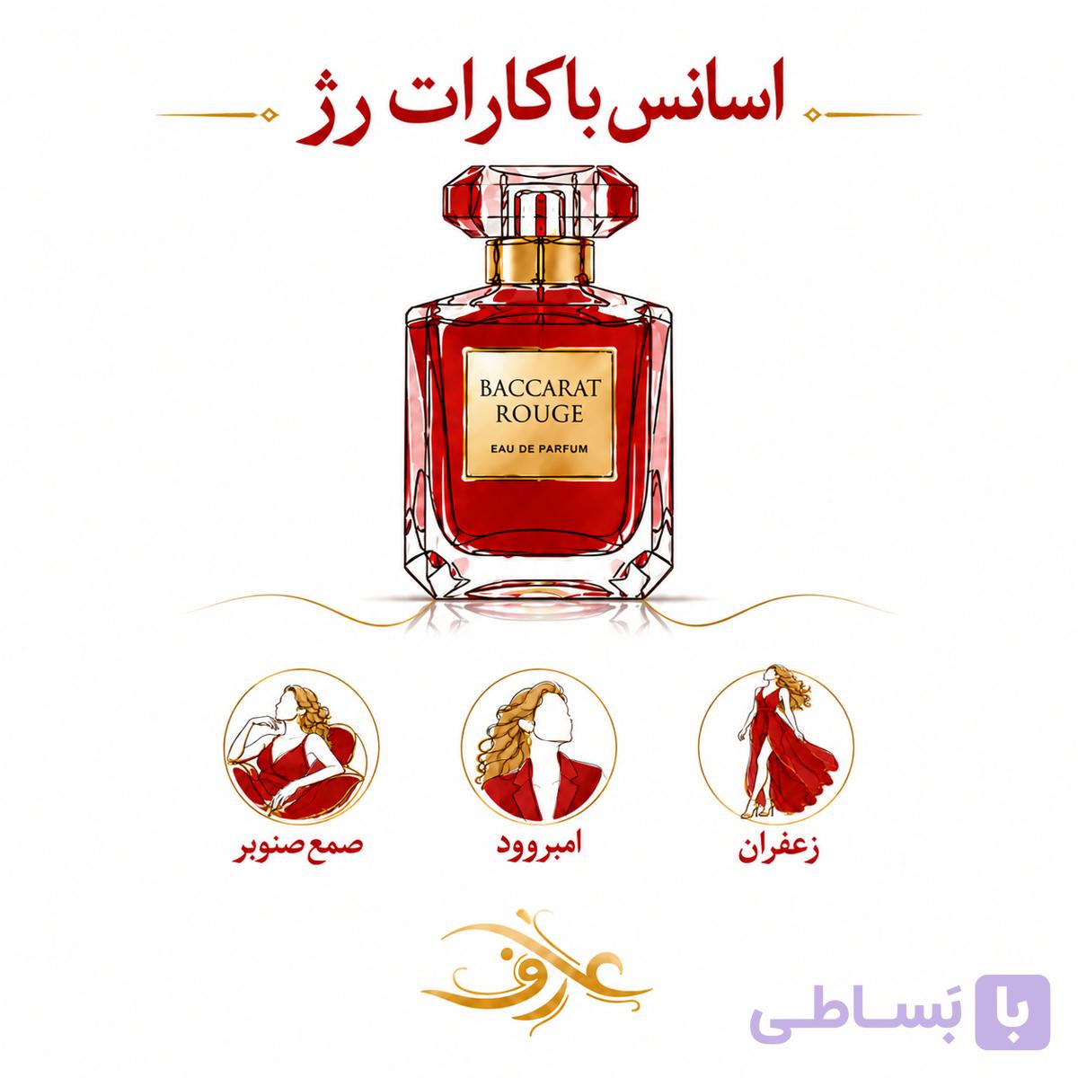 اسانس عطر رد رژ باکارات (Red Rouge Baccarat) | اغواگرِ سرخ و باشکوه | رایحه‌ای شیرین، کهربایی و مُشکی با حضوری گرم و فراموش‌نشدنی