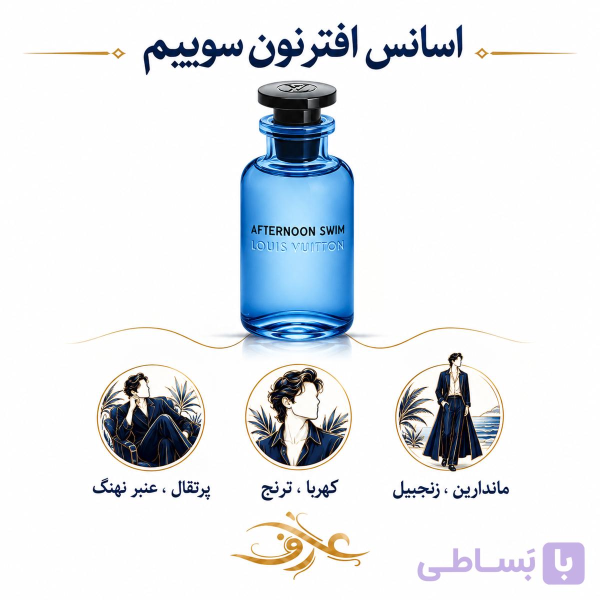 اسانس عطر افترنون سوییم (Afternoon Swim) لویی ویتون | ماجراجوی آفتاب‌خورده و بی‌خیال | خنکای یک شیرجه‌ی ناگهانی در آب‌های زلال، زیر آفتاب تابستان