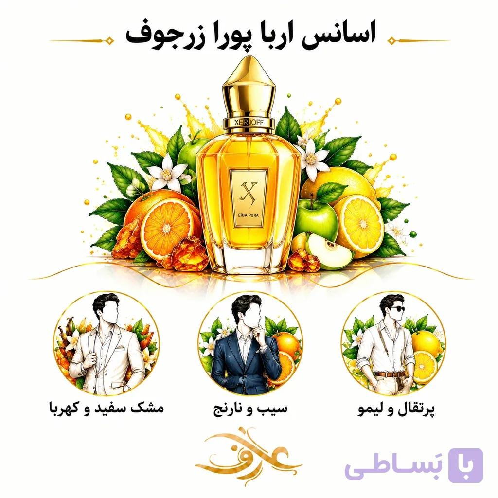 اسانس عطر ارباپورا (Erba Pura) سوسپیرو | اغواگرِ طلایی و پرانرژی | انفجار مرکبات و میوه‌های شیرین با پایه‌ای نرم و مُشکی