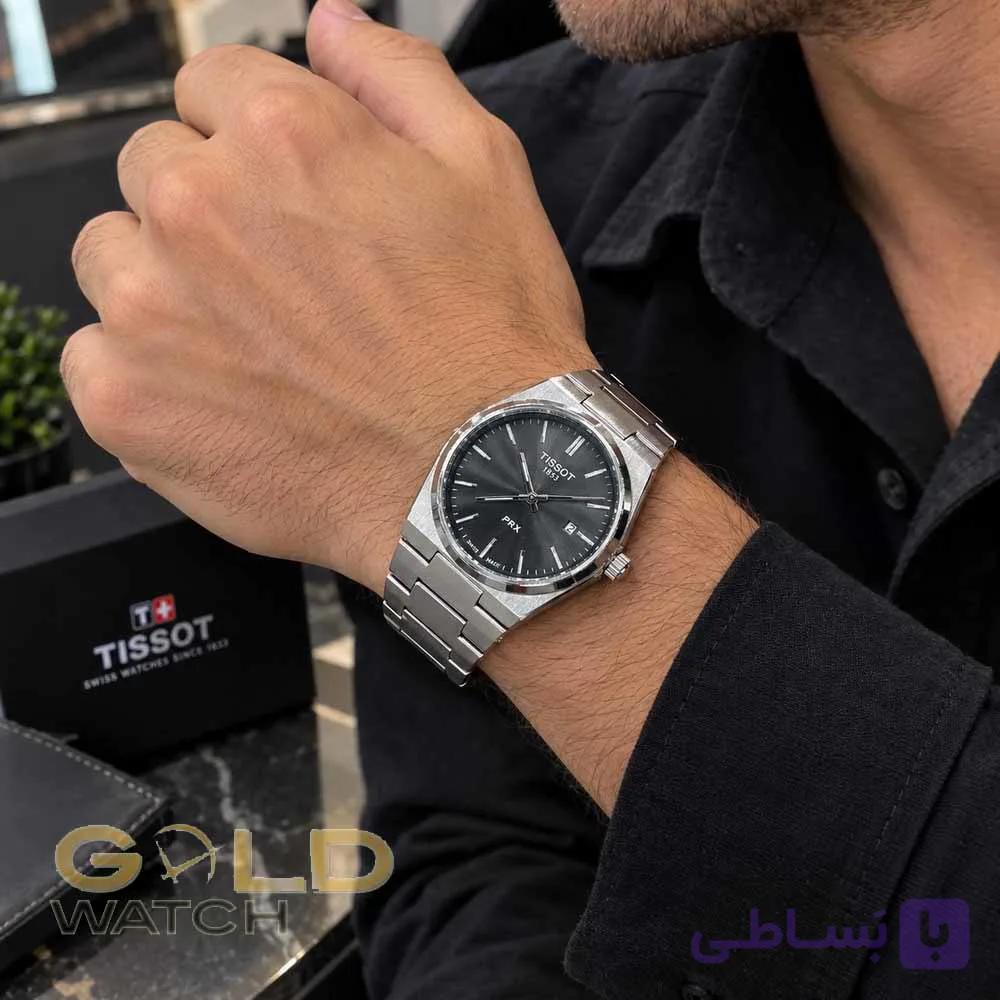 ساعت مچی مردانه تیسوت PRX نقره‌ای — تصویر 1