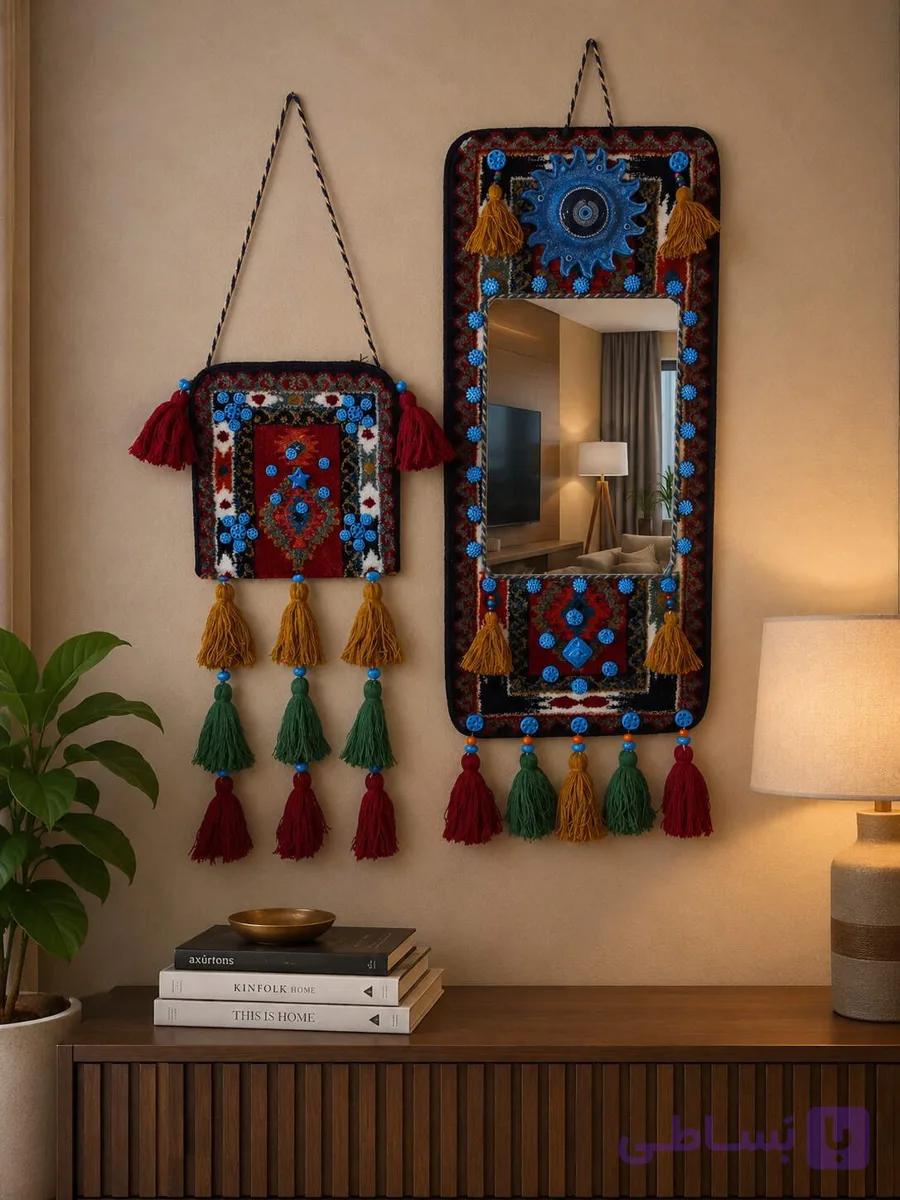 ست آینه دیواری و کیف دست باف (سنتی) — تصویر 1