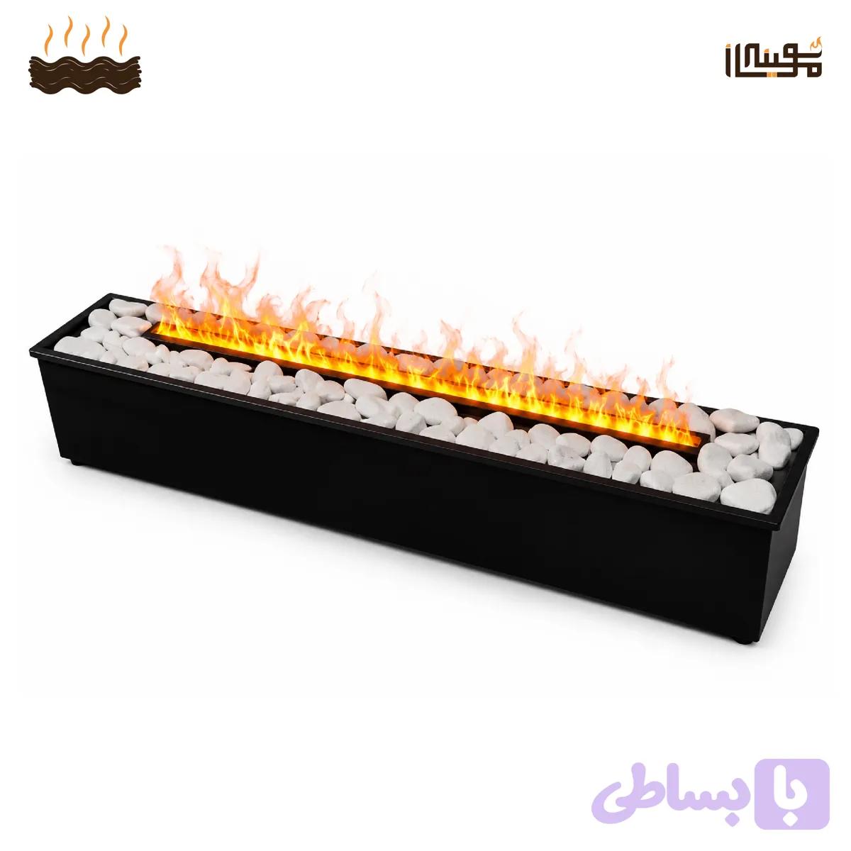 شومینه تبخیری مخزن استیل با بستر سنگ