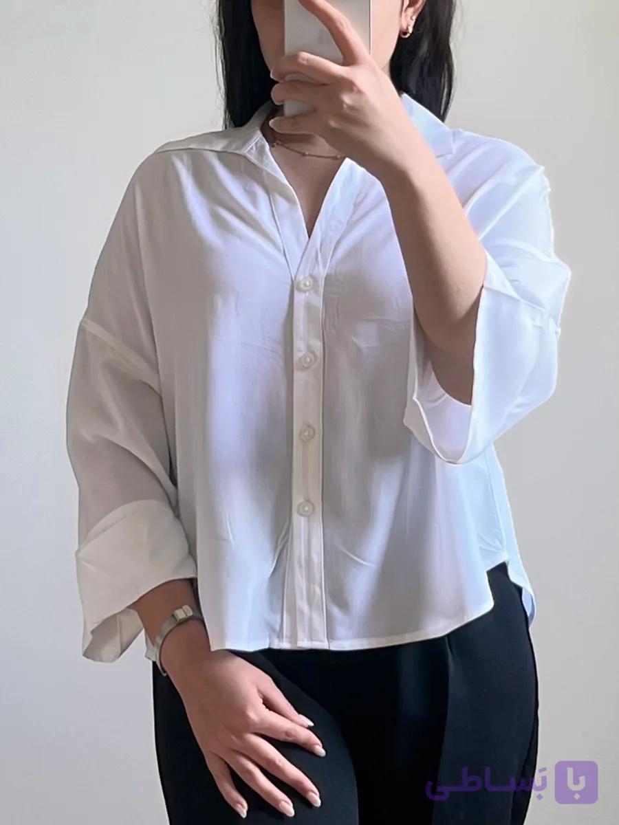 شومیز سفید ساده زنانه