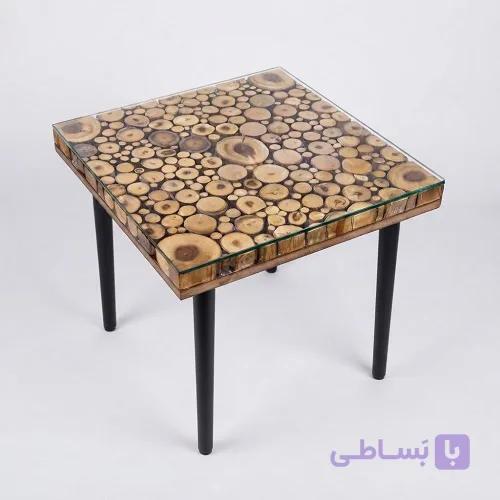 میز عسلی روستیک چوب طبیعی دست‌ساز مدل اسلایس تنه درخت — تصویر 1