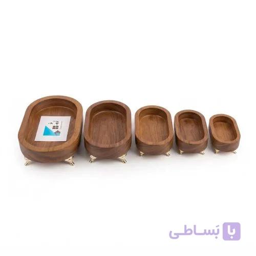 ست 5 تکه ظروف مزه خوری چوبی پایه دار مدل بیضی — تصویر 1