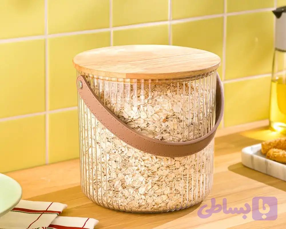 سطل شیاردار درب چوبی 3 لیتر لیمون — تصویر 1