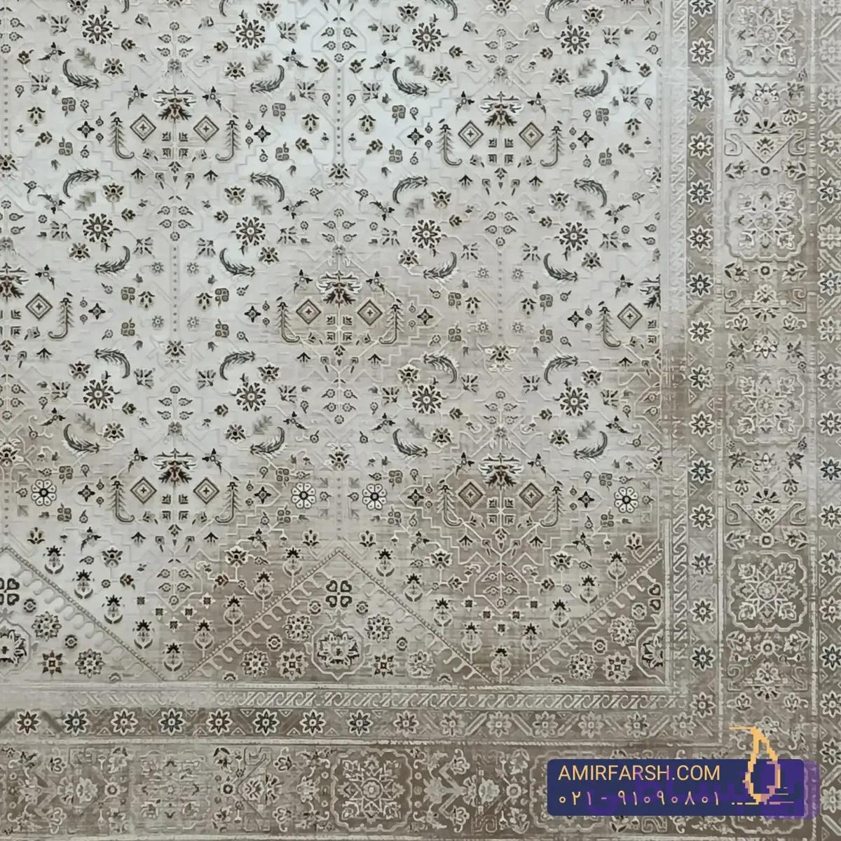 فرش مدرن 1200 شانه بژ طرح کوروش کد AF-1210 — تصویر 1