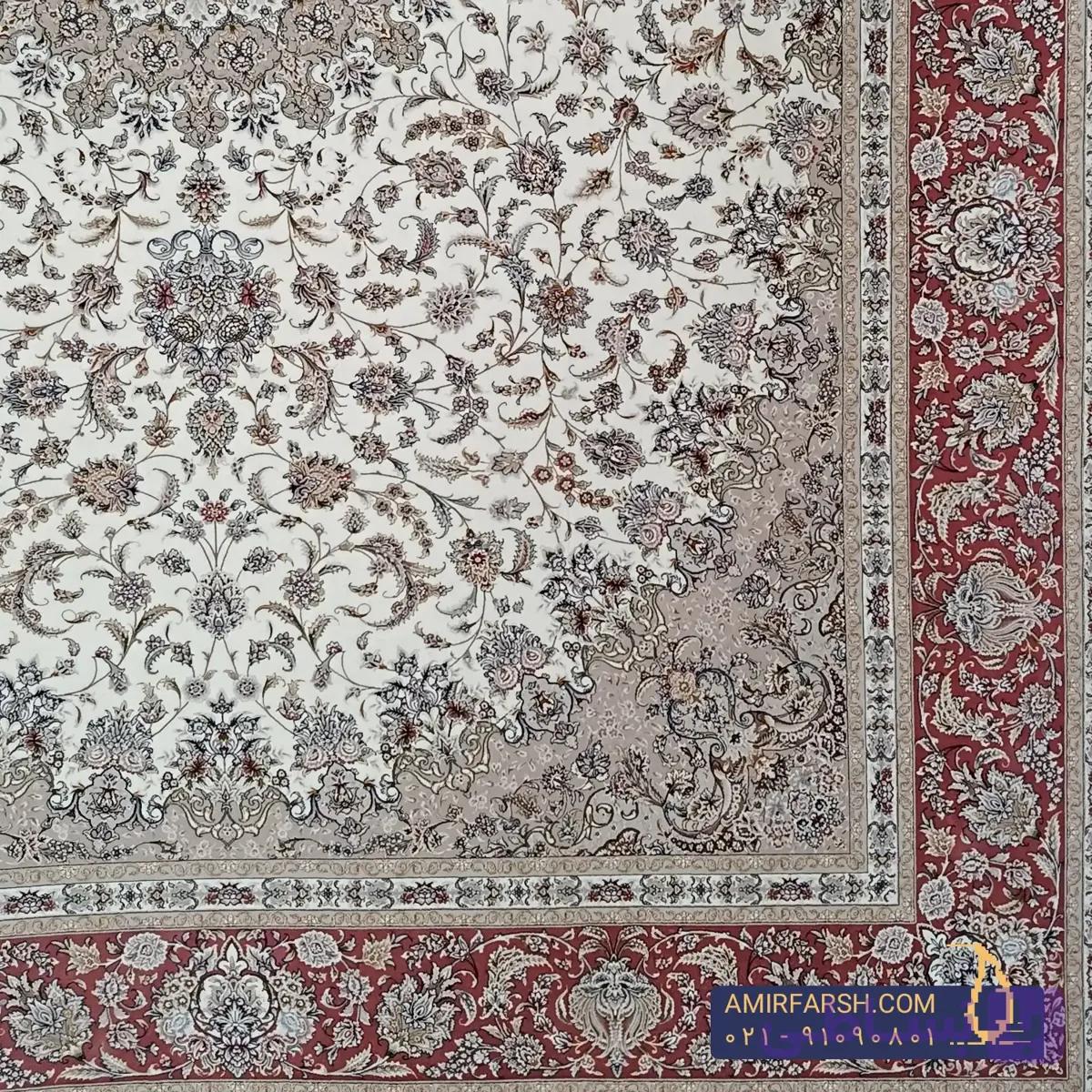 فرش کلاسیک 1500شانه کرم طرح لیانا کد AF-1483 — تصویر 1