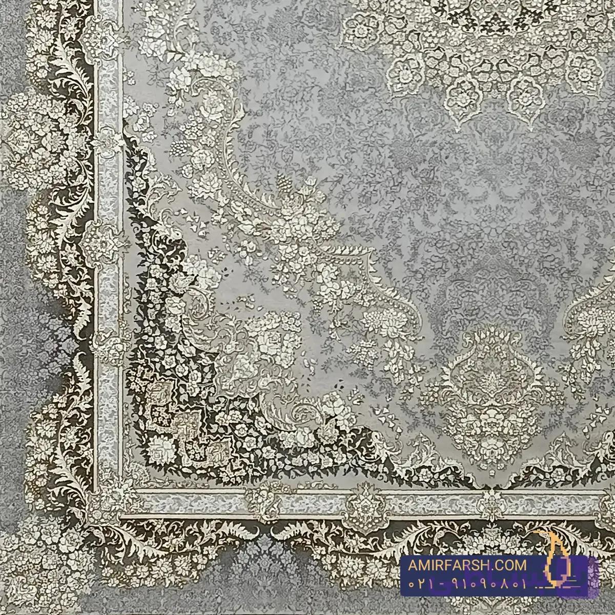 فرش مدرن 1200 شانه نقره ای طرح فرداد کد AF-1209 — تصویر 1