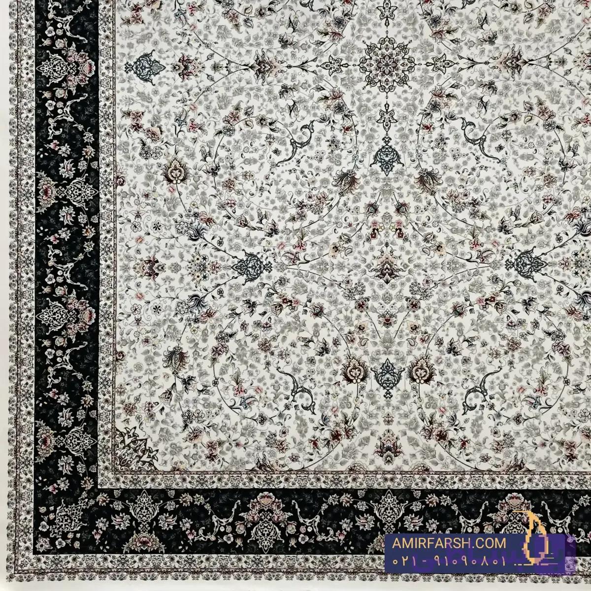 فرش کلاسیک 1200شانه کرم طرح ارغوان کد AF-1471 — تصویر 1