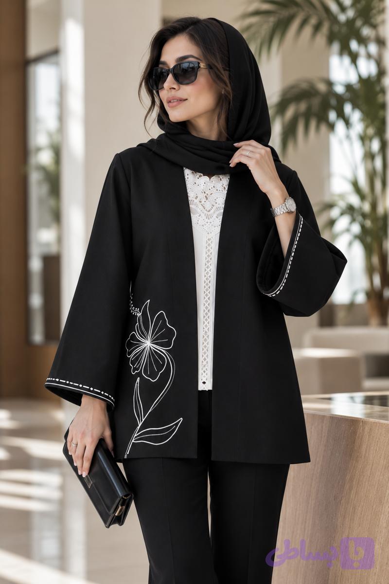 مانتو زنانه گلدوزی کرپ مازراتی مدل آیماز