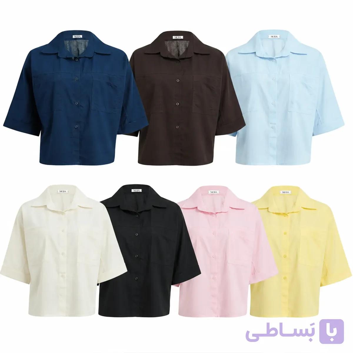 شومیز زنانه باکسی عمده کتان کد 1023 — تصویر 1
