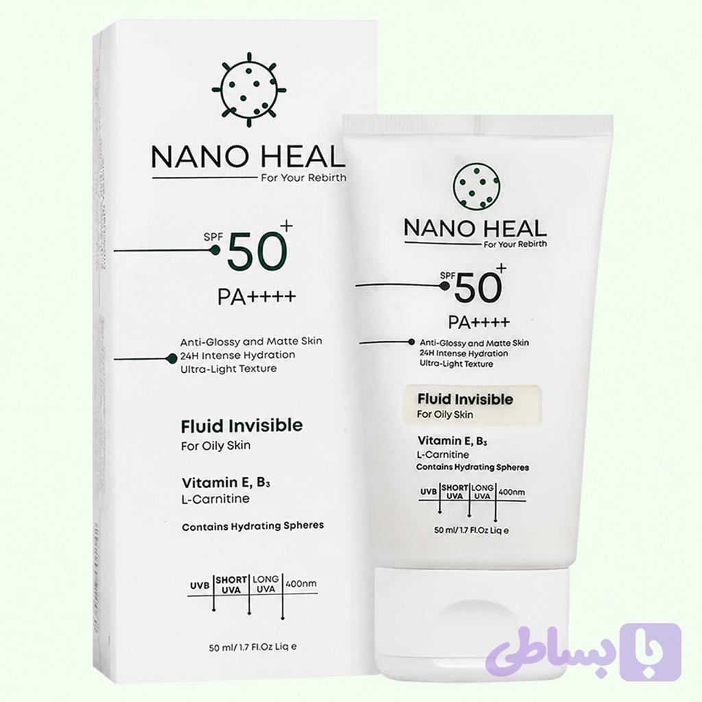 فلوئید ضد آفتاب کنترل‌کننده چربی نانوهیل SPF50+ مناسب پوست چرب و مختلط حجم ۵۰ میلی‌لیتر
