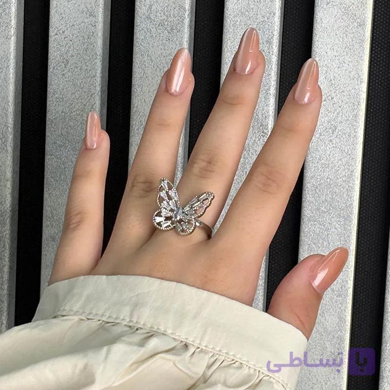 انگشتر مینیمال پروانه فول نگین — تصویر 1