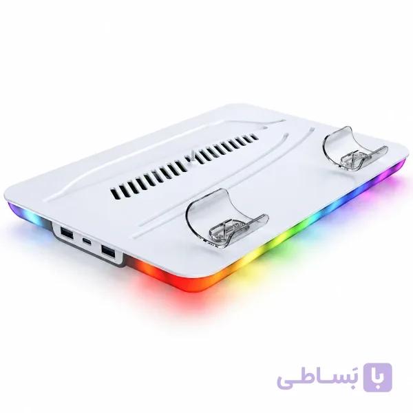 خرید پایه خنک کننده PS5 دابی RGB دار | استند شارژر و فن پلی استیشن ۵ و PS5 Slim — تصویر 1