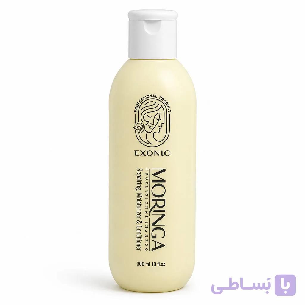 شامپو مورینگا اکسونیک 300 میل کنترل چربی کف سر و حجم‌دهنده مو — تصویر 1