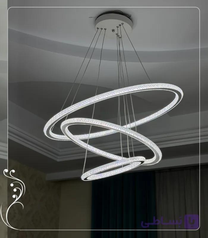 لوستر مدرن سه حلقه دوطرف نور — تصویر 1