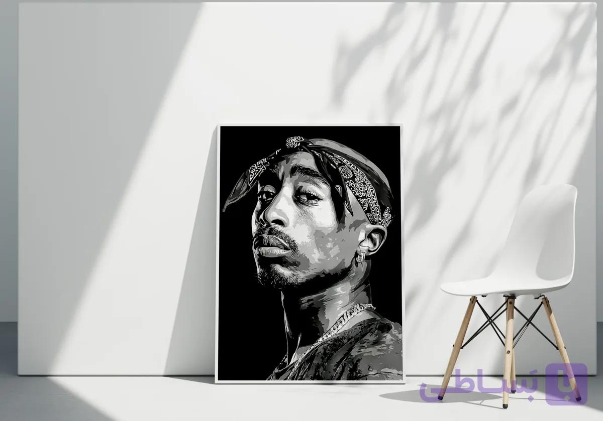 تابلو دکوراتیو Tupac Shakur | پوستر سیاه و سفید مینیمال