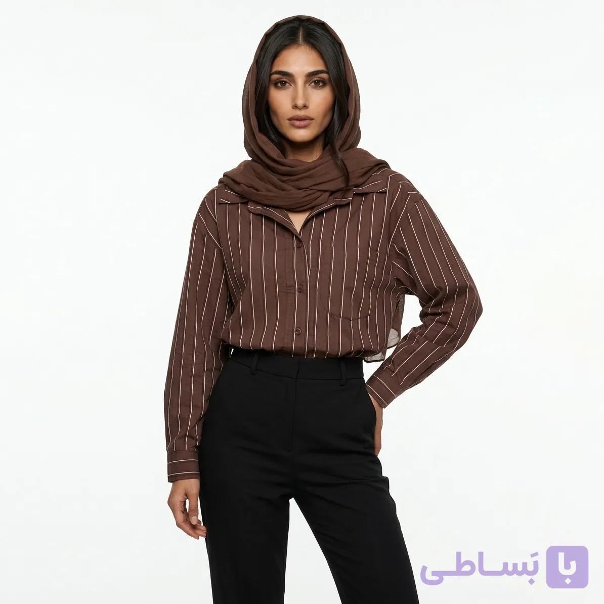 شومیز زنانه آستین بلند راه‌راه مدل پره — تصویر 1