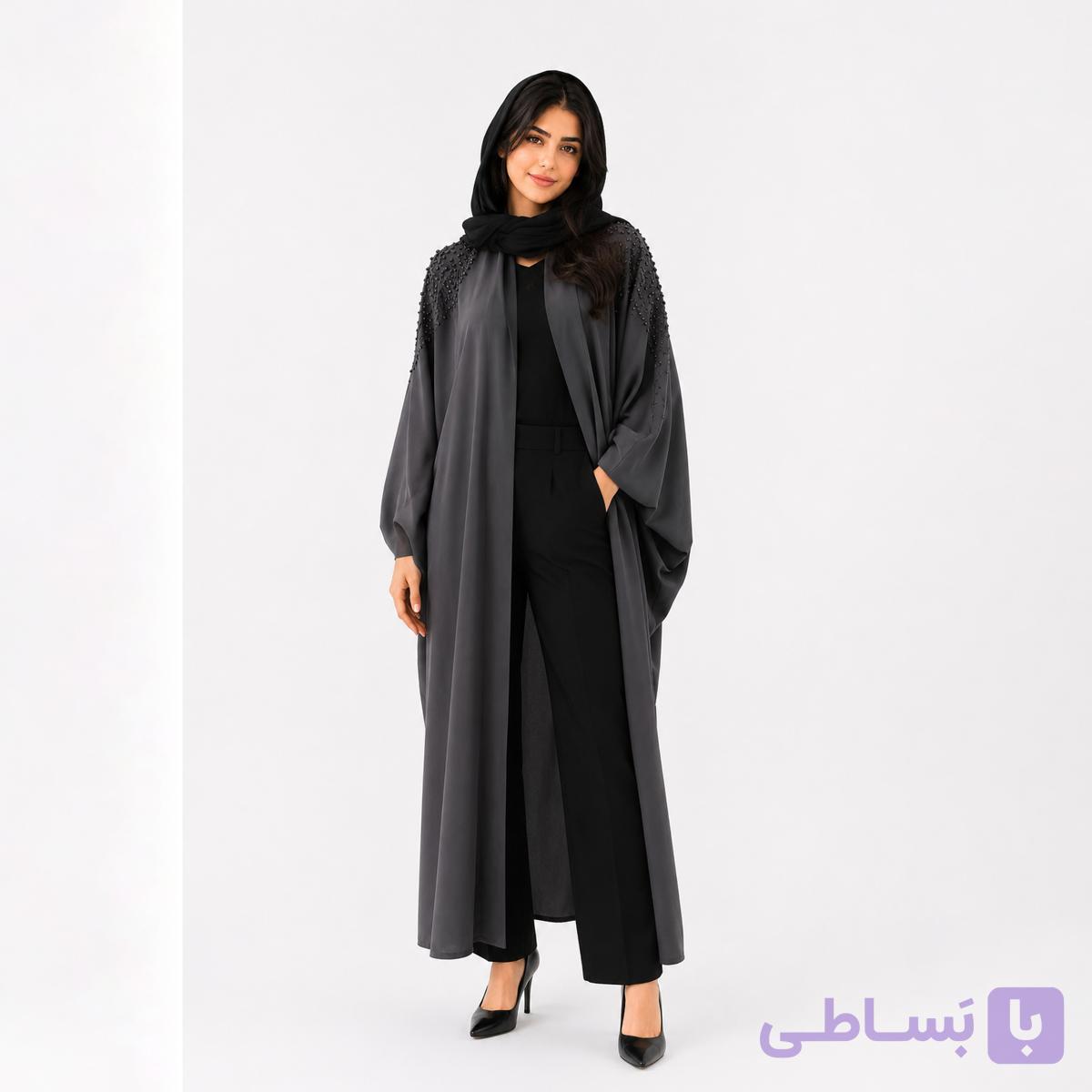 مانتو عبائی سر شانه فول جواهر — تصویر 1