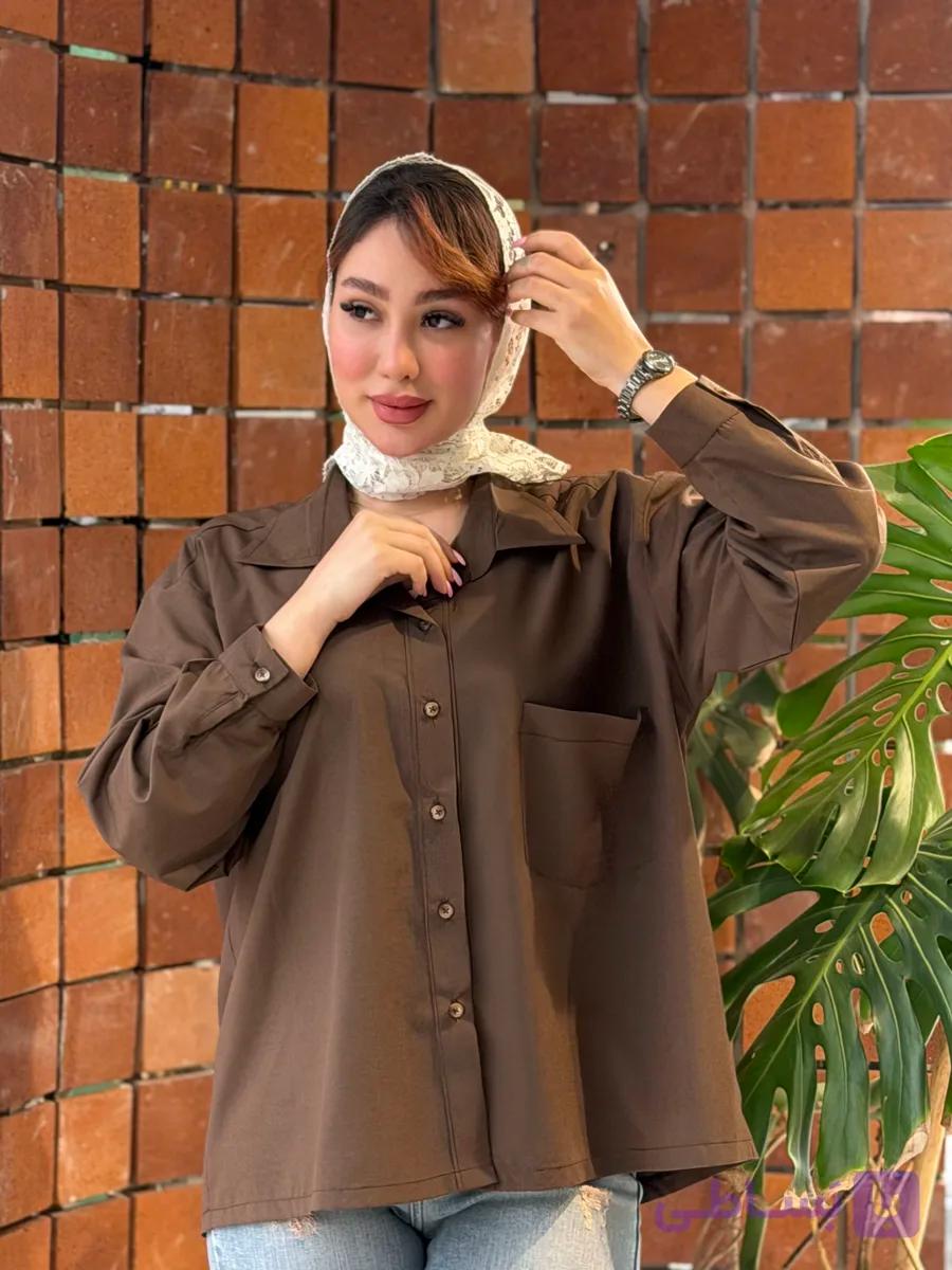 شومیز زنانه اورسایز جیب‌دار