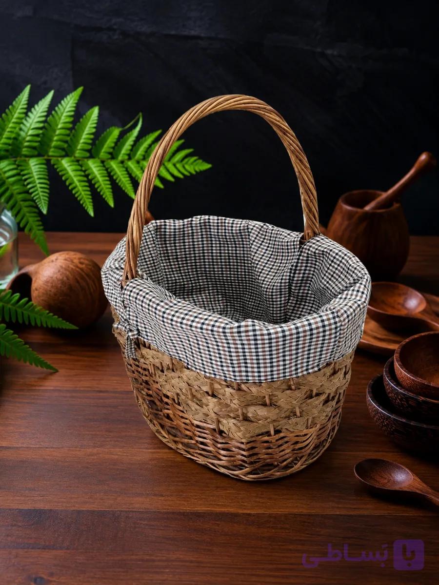 سبد حصیری دسته‌دار کد 3