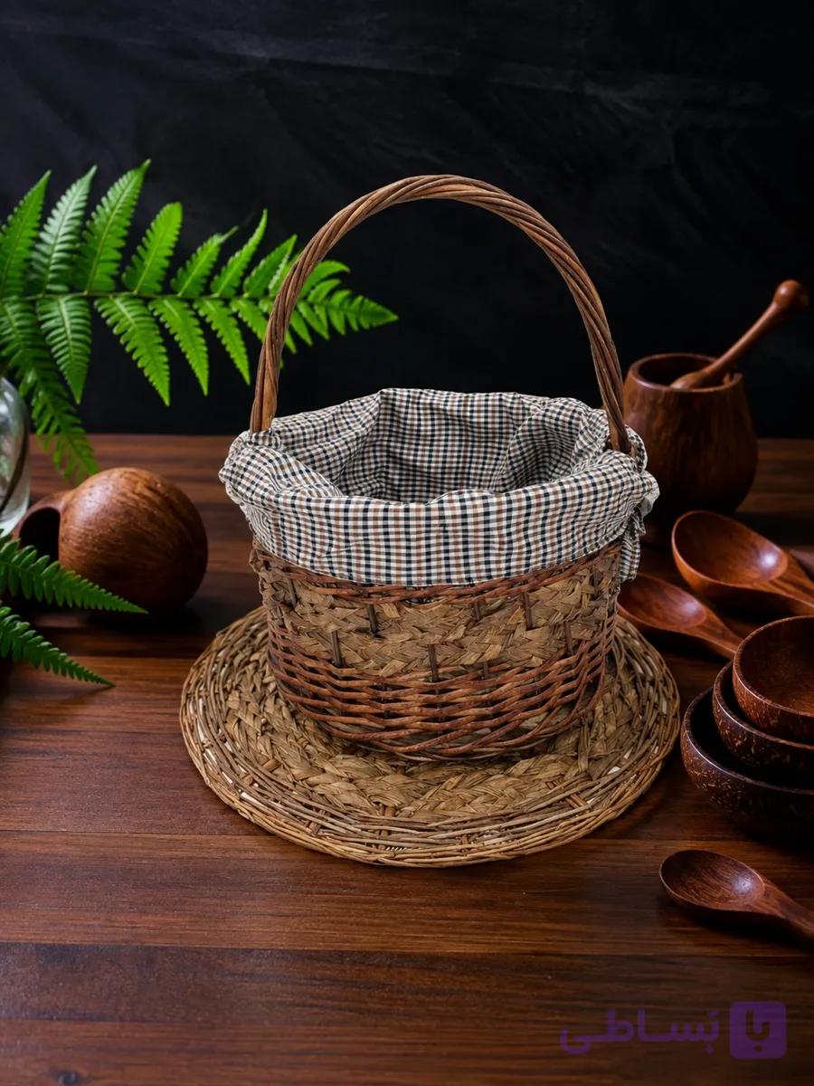 سبد حصیری دسته‌دار کد 2