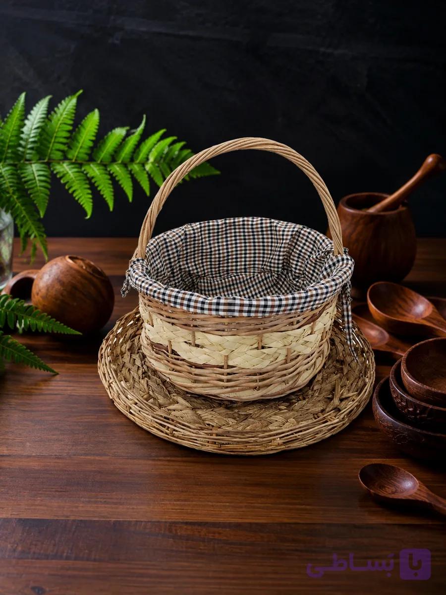 سبد حصیری دسته‌دار کد 1