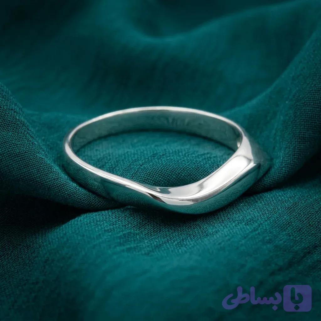 انگشتر نقره 925 زنانه دخترانه طرح موج مینیمال مدل مانلی — تصویر 1