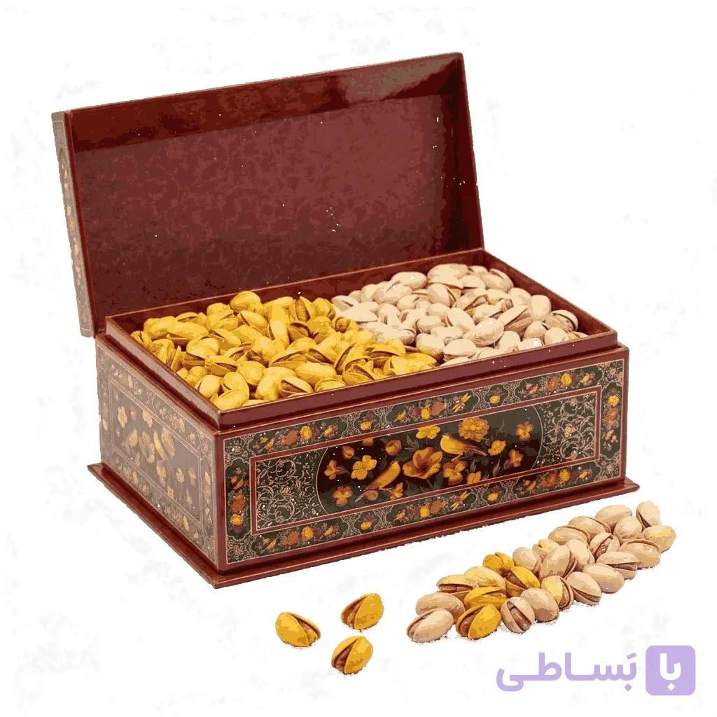 جعبه هدیه لوکس پسته مدل گل و مرغ — تصویر 1