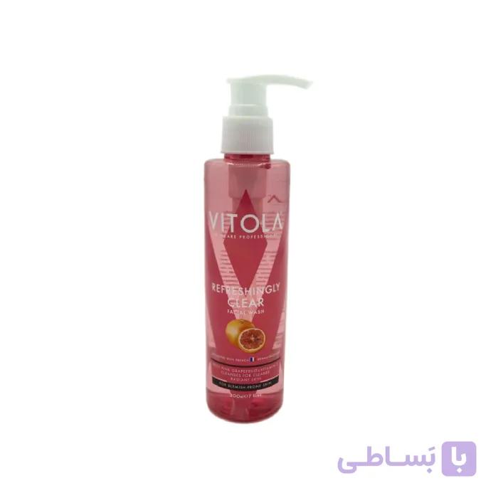 ژل شست و شوی صورت ویتولا مدل refreshingly clear حاوی عصاره گریپ فروت مناسب انواع پوست