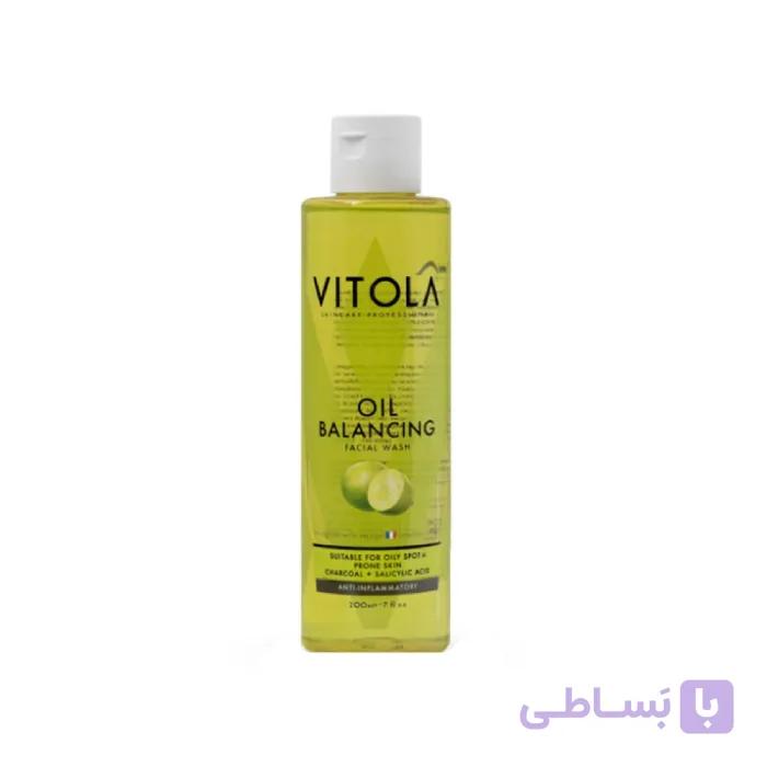 ژل شست و شوی تنظیم کننده چربی صورت ویتولا مدل Oil Balancing حاوی عصاره لیمو مخصوص پوست چرب و مختلط