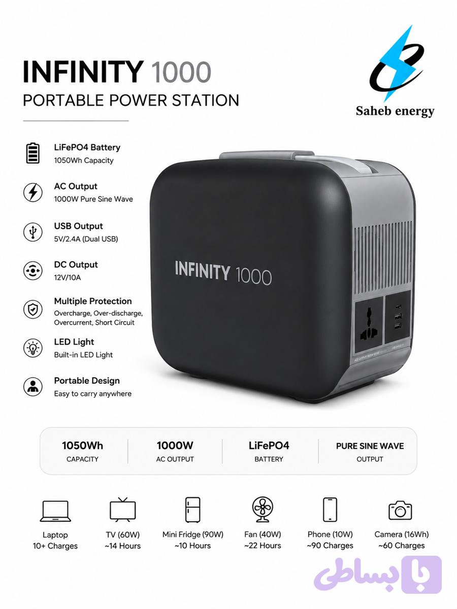 پاور استیشن قابل حمل 1000 وات ساعت برند GROWATT مدل INFINITY1000