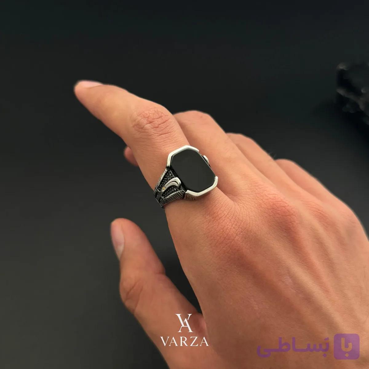 انگشتر استیل اونیکس طرح شمشیر سیلور — تصویر 1