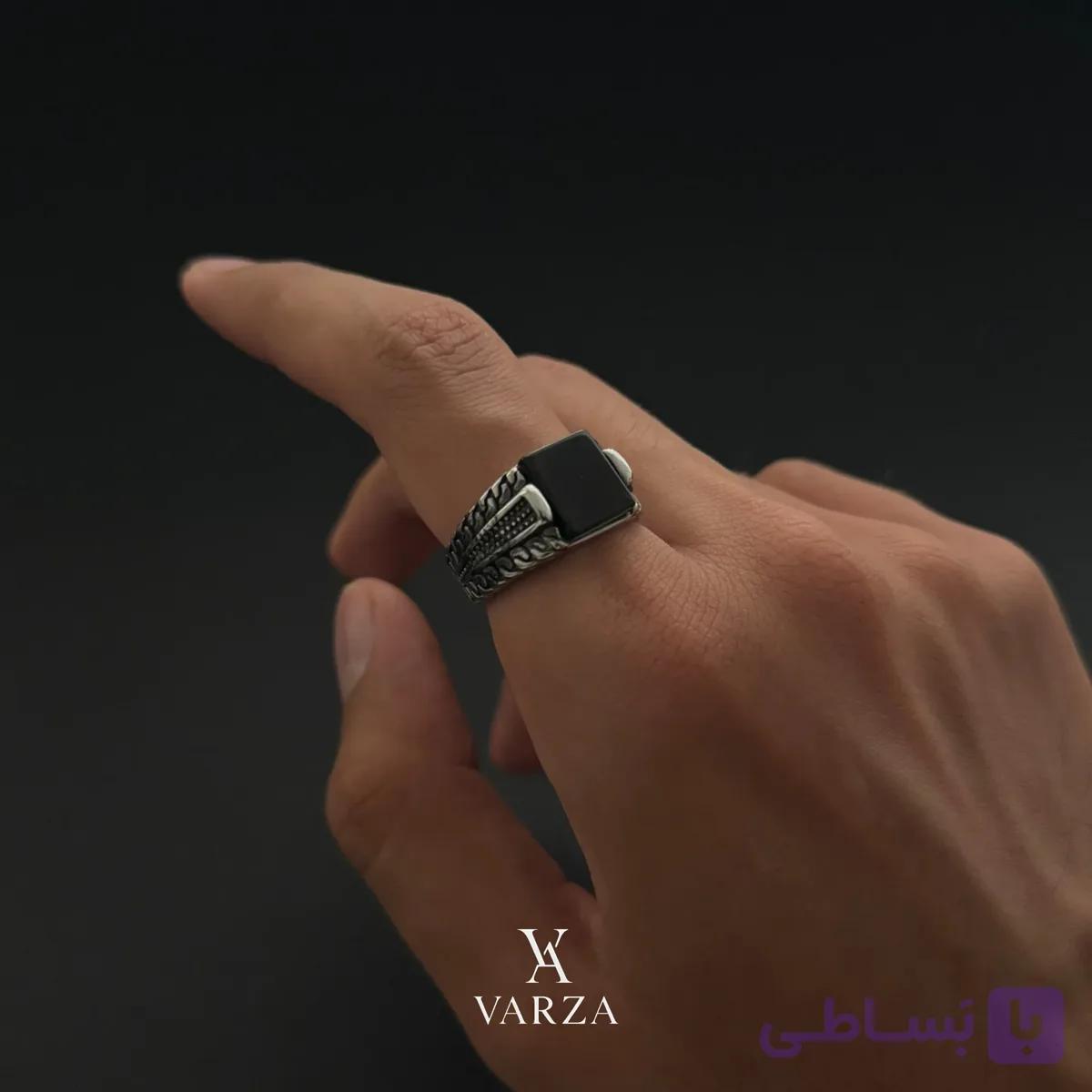 انگشتر استیل مردانه اونیکس طرح آرک مشکی — تصویر 1