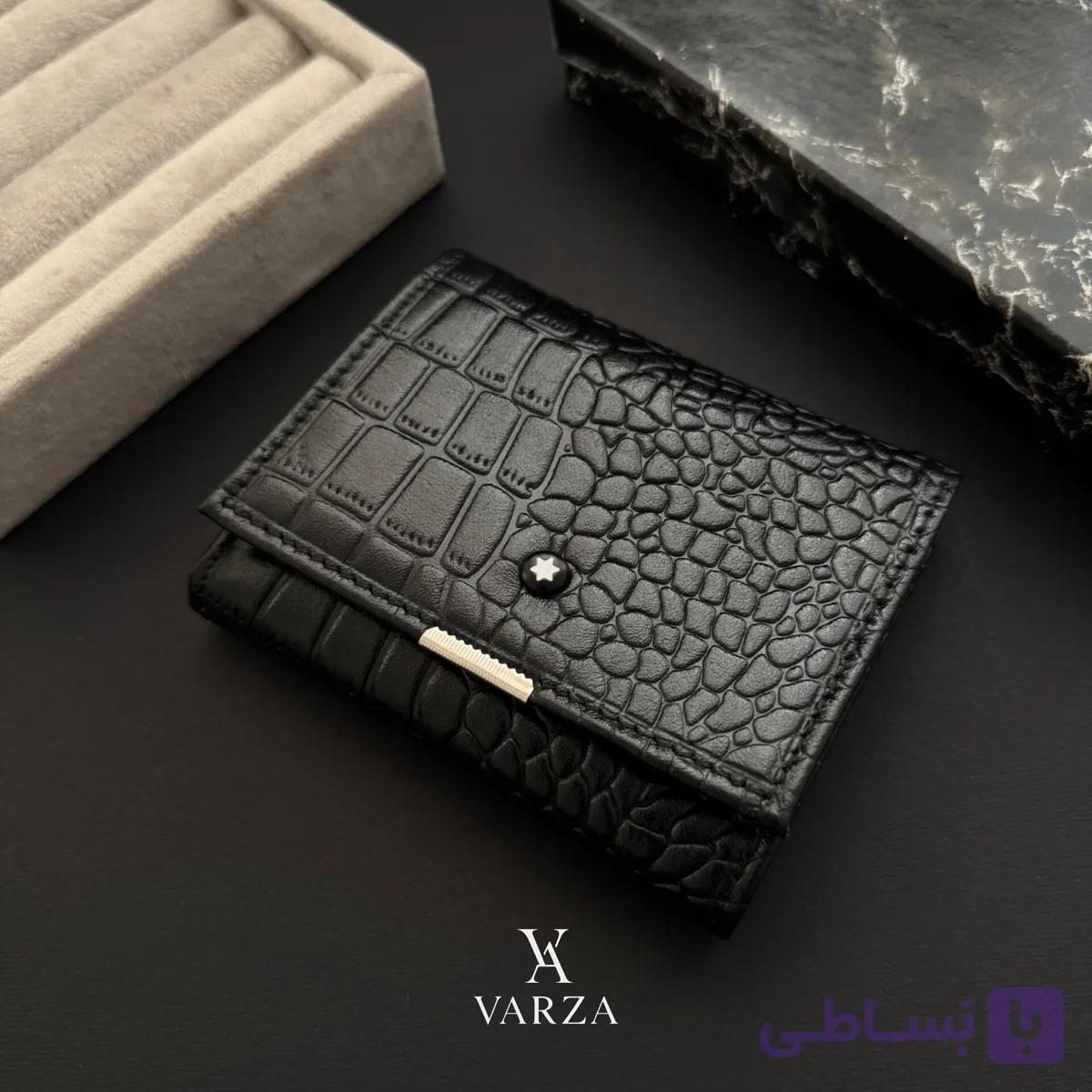 کیف پول چرم مردانه کروکدیلی مون بلان | مشکی — تصویر 1