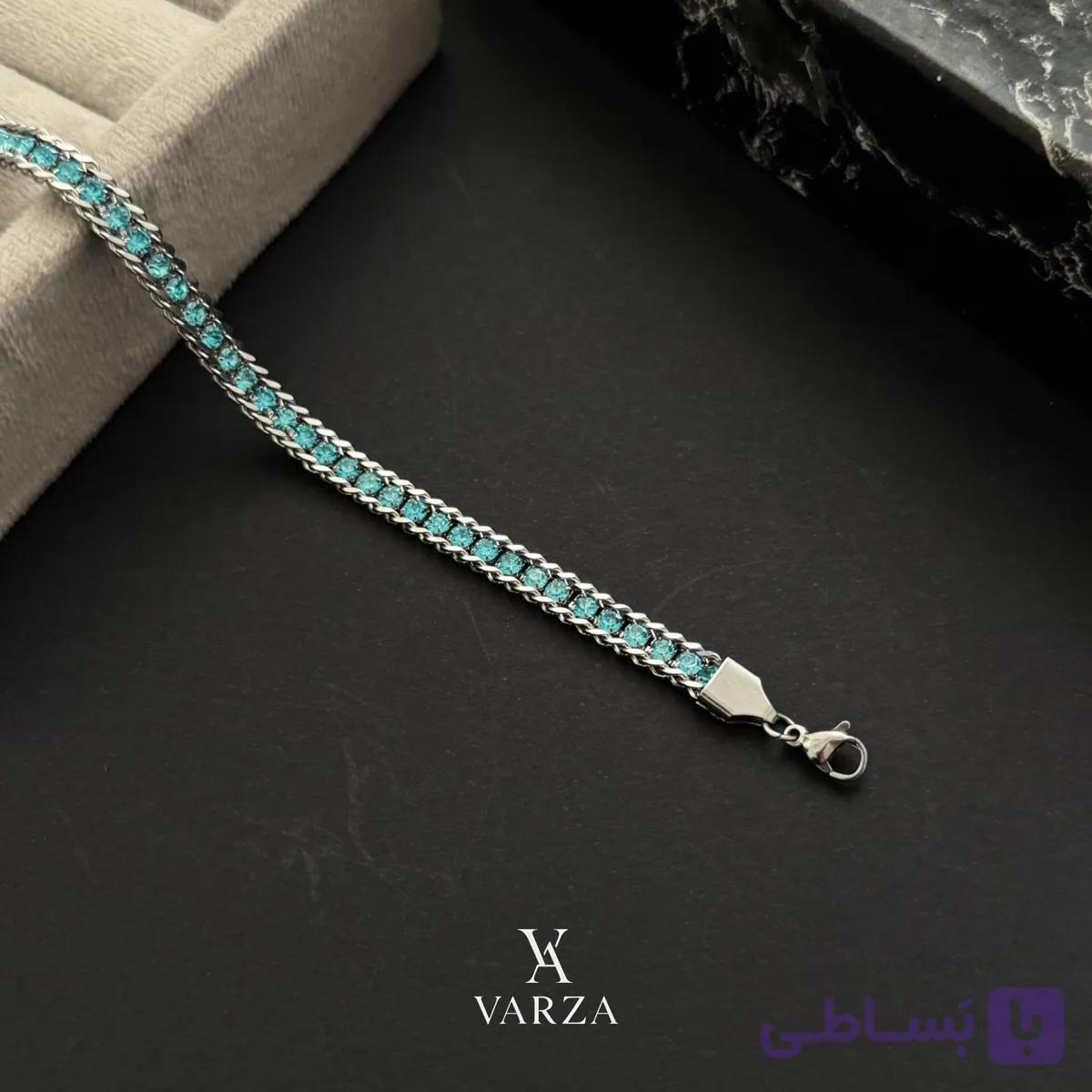دستبند اسپورت تنیسی کارتیه آبی فیروزه ایی — تصویر 1