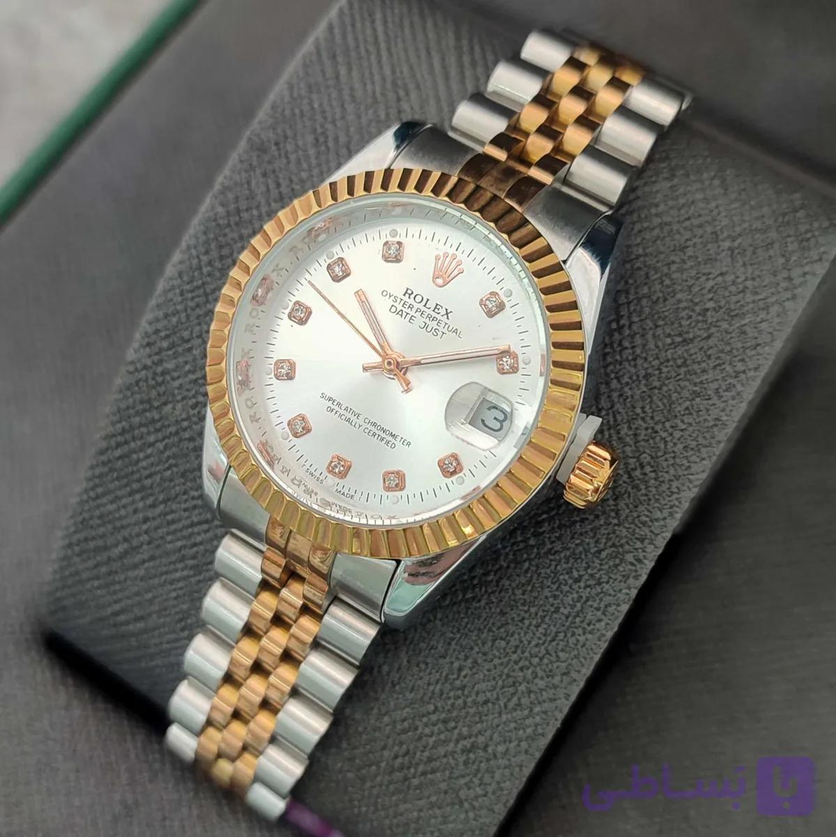 ساعت زنانه استیل رولکس ROLEX موتور ژاپن ضدآب رنگ ثابت — تصویر 1